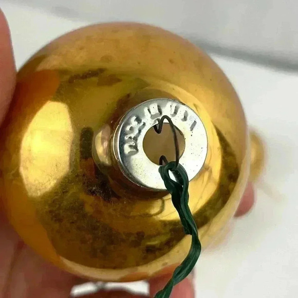 VTG Lot of 5 Gold Mercury Glass Christmas Ornaments Made in USA Holidays - Picture 9 of 14